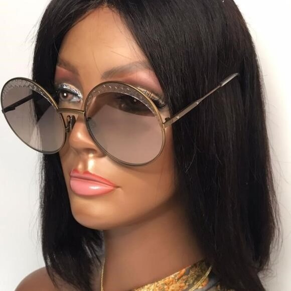 Authentic New BOTTEGA VENETA Satinized metal over round sunglasses - Picture 3 of 11